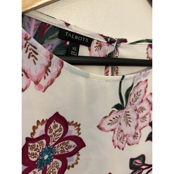 Talbots Women's White Floral Print 3/4 Poet Sleeve Blouse Top Size XS - Picture 3 of 6